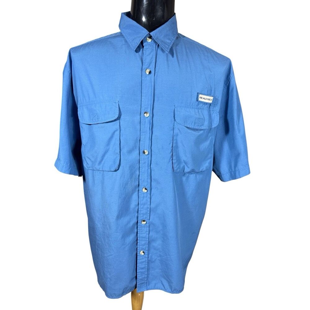 Sun River Realtree Vented Camp Fishing Hiking Shirt Caribbean Blue Sz XXL